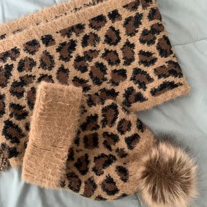 Marcus Adler leopard scarf and beanie